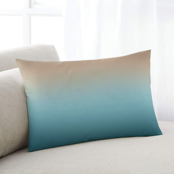 Ombre Brown Turquoise Throw Pillow Cover Case, Couch Sofa Bed Pillowcase, Soft Decorative Lumbar Pillow Protector, Abstract Painting 16x24Inch Reversible Pillow Shams with Zipper