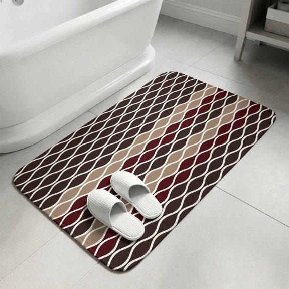 Ombre Brown Washable Area Rugs for Living Room Bedroom, Large Non Slip Indoor Floor Carpet Absorbent Low Pile Modern Abstract Waves Morocco Striped Door Mat Rugs for Bathroom Entryway 47.2"x63"