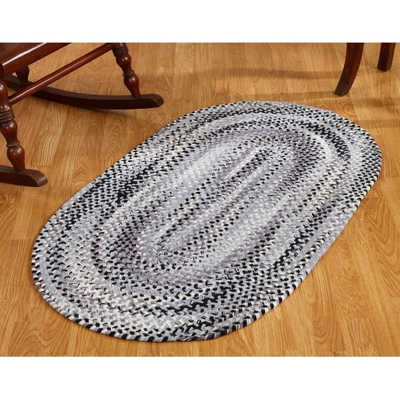 Better Trends Oval Braided Rug 27"x 45" 100% Cotton Rug for Indoor Use, Area Rug for Bedroom Ombre Chenille Collection - (Black)