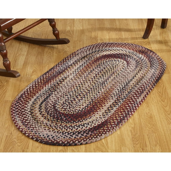Better Trends Oval Braided Rug 27"x 45" 100% Cotton Rug for Indoor Use, Area Rug for Bedroom Ombre Chenille Collection - (Burgundy)