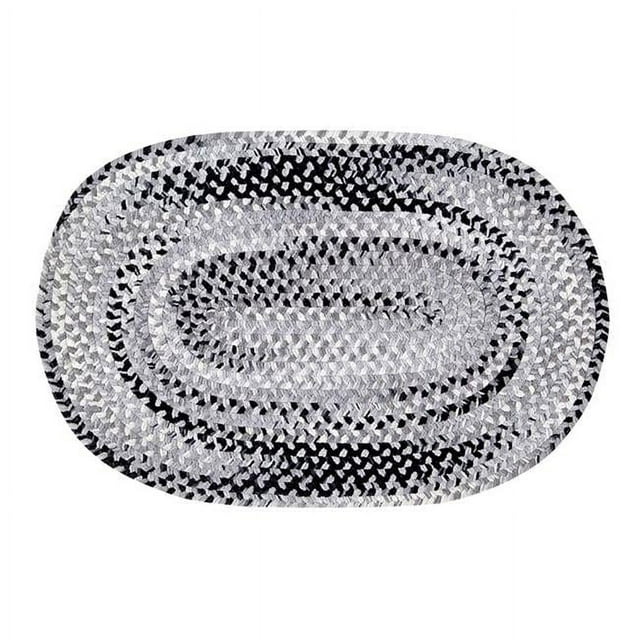 Ombre Chenille Collection 100% Cotton 27' x 45' Oval Braided Rug in Black