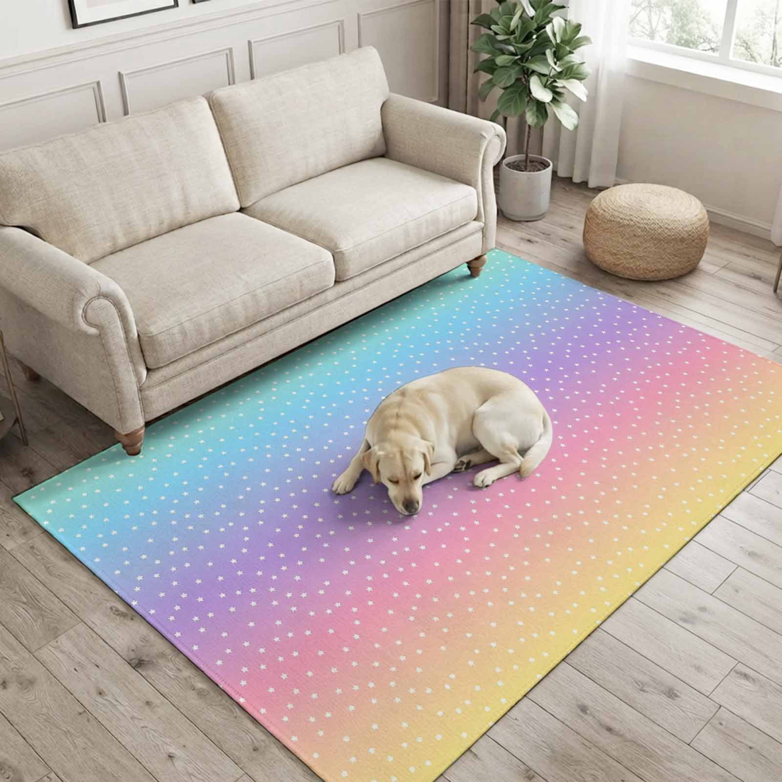 Ombre Color Area Rugs 4x6ft Abstract Magic Rainbow Gradient Sky White ...