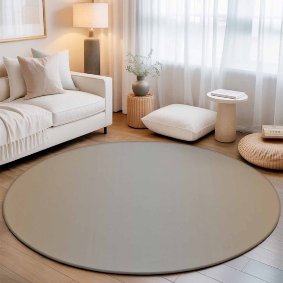 Ombre Color Minimalist Art Round Rug 5ft Brown Gray Gradient Texture Washable Area Rugs for Living Room Bedroom Entryway Non Slip Entrance Door Mat Indoor Floor Carpet