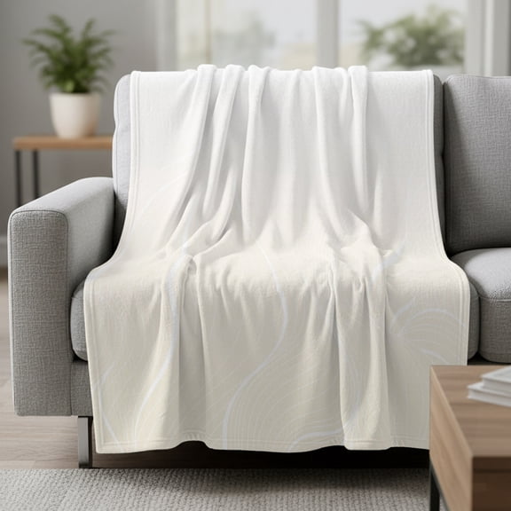 Ombre Cream Stripes Fleece Throw Blanket Striped Lines Waves Gradient Ultra Soft Fuzzy Cozy Flannel Throw Blanket for Couch Sofa Bed Car Travel, Ideal Gifts 50x60 Inches