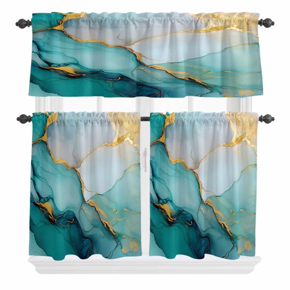 Ombre Curtain Valances Set Violet Purple Gradient Kitchen Curtains 36&nbsp;inch Length Rod Pocket Valance and Tiers 3 Piece Set Small Bedroom Bathroom Laundry Decor