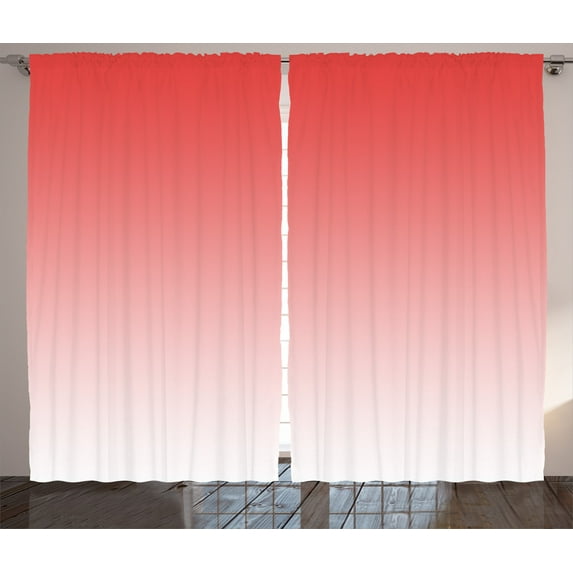 Ambesonne Ombre Curtains 2 Panel Set, Tropic, 108" x 84", Coral