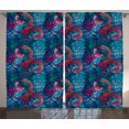 thumbnail image 1 of Ambesonne Colorful Curtains 2 Panel Set, Mosaic Shell Swirls, 108" x 108", Pale Blue and Lilac Pink, 1 of 3