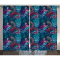 thumbnail image 1 of Ambesonne Colorful Curtains 2 Panel Set, Mosaic Shell Swirls, 108" x 96", Pale Blue and Lilac Pink, 1 of 3