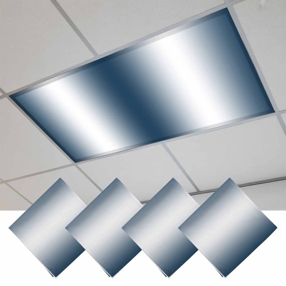 Ombre Dark Blue Fluorescent Light Covers, Gradient White Abstract Minimalist Stripe Magnetic Light Covers for Ceiling Lights, Fluorescent Ceiling Shade for Classroom Bedroom Office 4x2Ft x 4PCS