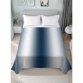 thumbnail image 1 of Ombre Dark Blue Full Size Flat Sheet, Wrinkleproof & Fadeproof Cooling Flat Bed Sheet Only, Gradient White Abstract Minimalist Stripe Breathable Soft Bedding Top Sheets 81 x 96 Inches, 1 of 8