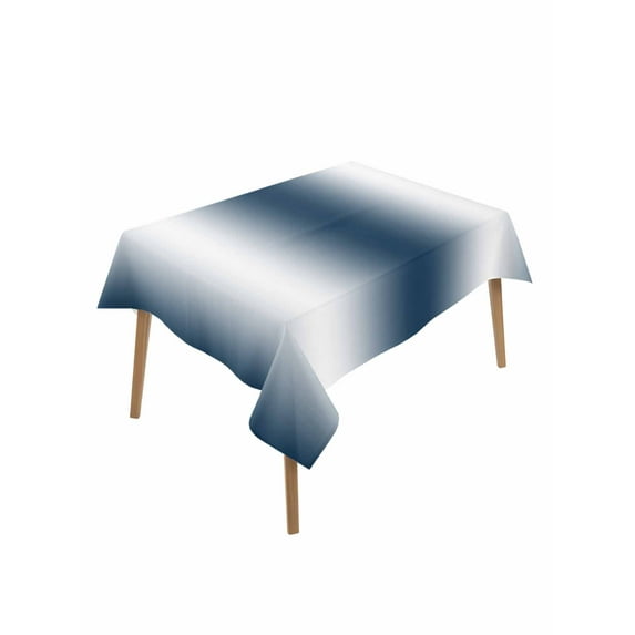 Ombre Dark Blue Table Cloth, Gradient White Abstract Minimalist Stripe Waterproof Tablecloth for Rectangle Tables, Reusable Washable Fabric Table Cover for Restaurant Kitchen Dining Tables 52"x70"