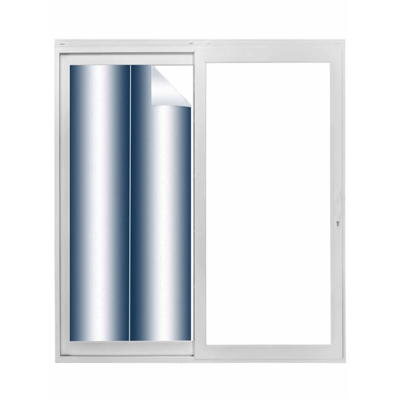 Ombre Dark Blue Window Privacy Film, Gradient White Abstract Minimalist Stripe Static Cling UV Sun Blocking Tint Film Heat Control Windows Films for Bedroom Bathroom, Window Stickers 17.7"x39.3"