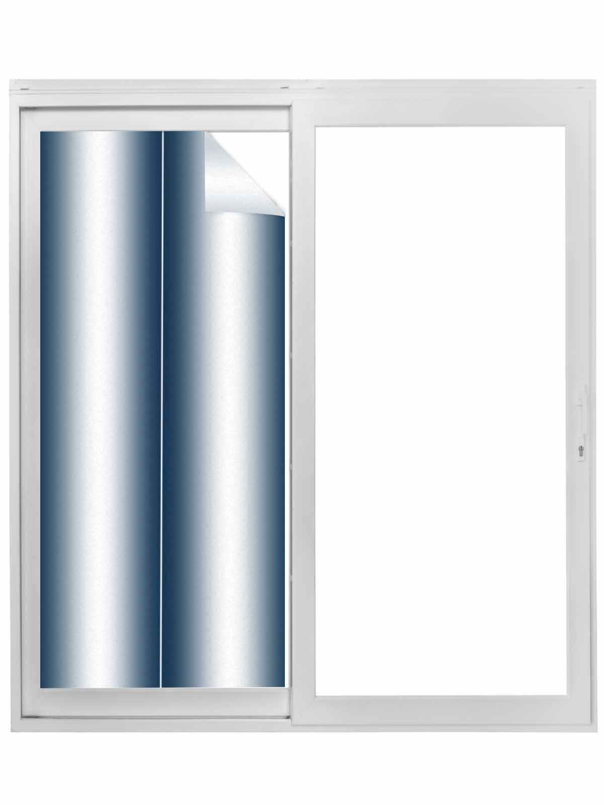 Ombre Dark Blue Window Privacy Film, Gradient White Abstract Minimalist Stripe Static Cling UV Sun Blocking Tint Film Heat Control Windows Films for Bedroom Bathroom, Window Stickers 23.6"x59"