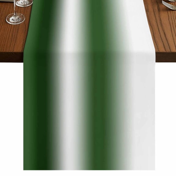 Ombre Dark Green Burlap Cotton Table Runner 18x72 Inches Long, Modern Abstract Art Gradient Farmhouse Table Runners, Outdoor Dining Table Decor for Baby Shower/Party/Wedding