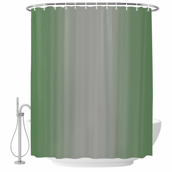 Ombre Dark Green Gray Fabric Shower Curtain Gradient Color Washable Shower Curtains for Bathroom, Waterproof Bath Curtain with Hooks Home Decor 72x72in