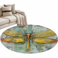 thumbnail image 1 of Ombre Dragonfly Large Area Rugs for Bedroom Living Room, Soft Non Slip Carpet Bedside Rug, Vintage Abstract Oil Painting Round Floor Cover Kitchen Accent Rug 3.3' for Dining Room/Office, 1 of 9