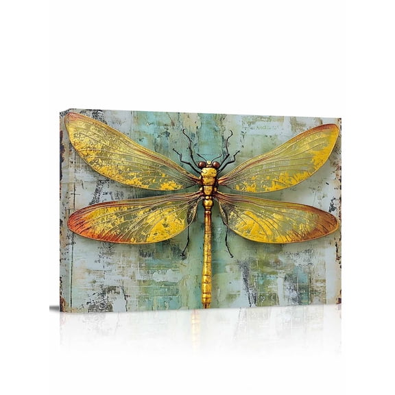 Ombre Dragonfly Wall Art for Living Room,Canvas Picture Wall Decor for Bathroom Bedroom,Vintage Abstract Oil Painting Painting Artwork for Office Kitchen Hallway Dining Room Home Decorations 12"x16"