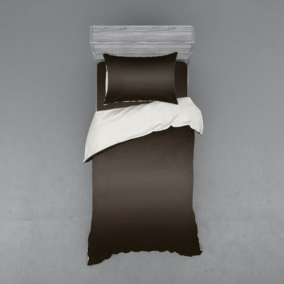 Ombre Duvet Cover Set, Dark Wooden Tree Nature Inspired Digital Print Color Transition Modern Design Artwork, Bedding Set with Shams and Fitted Sheet, 3 Sizes, by Ambesonne