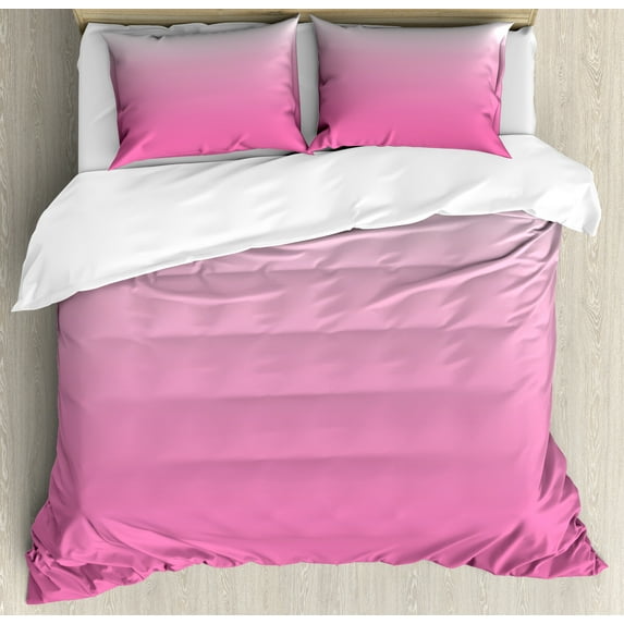 Ombre Duvet Cover Set, Dreamy Love Dreamy Inspired Girly Colorful Modern Design Digital Modern Art Print, Decorative 3 Piece Bedding Set with 2 Pillow Shams, Calking Size, Pink White, by Ambesonne