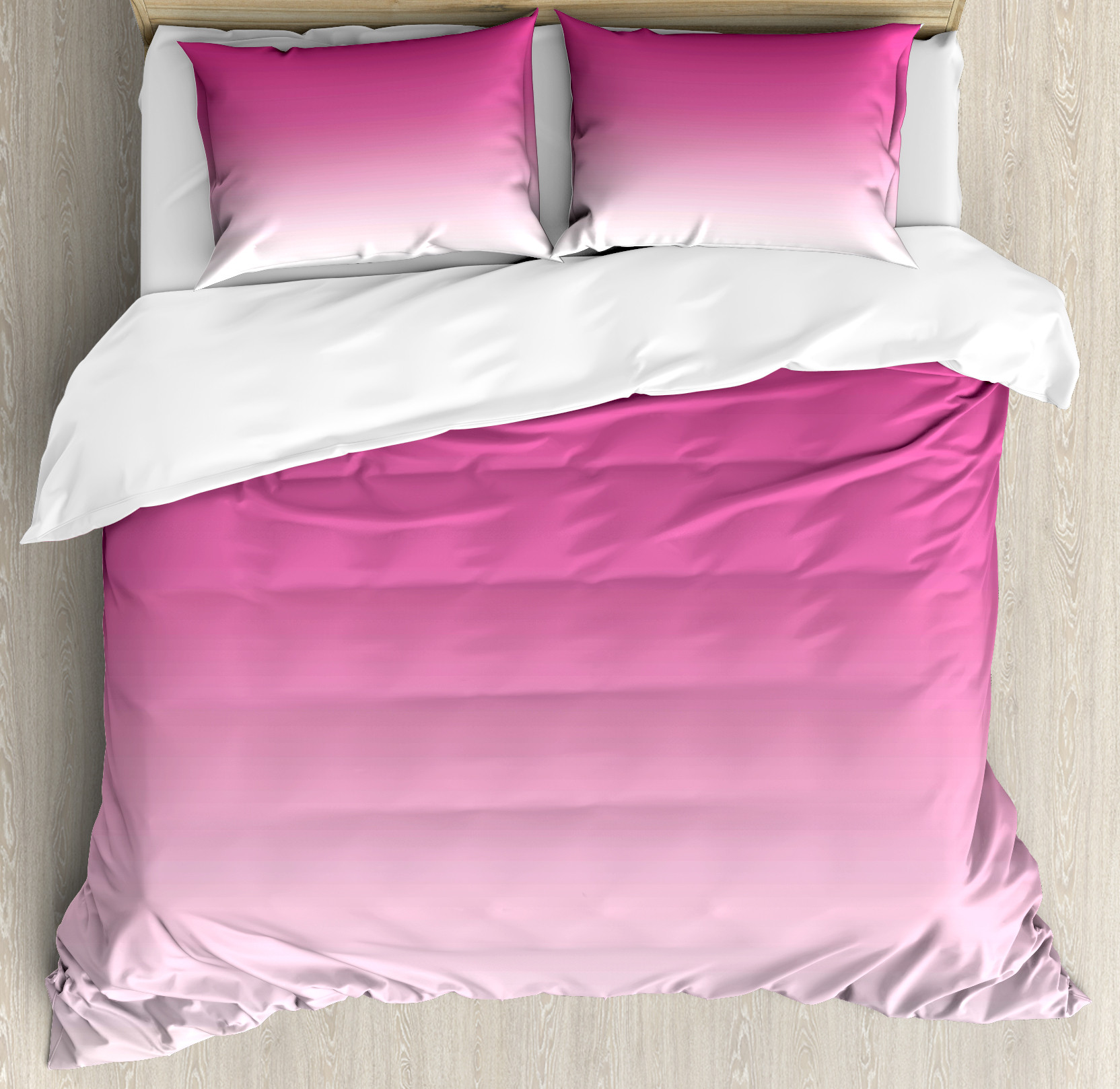 Ombre Duvet Cover Set, Hot Pink Candy and Cream Girly Elements Inspired