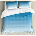 thumbnail image 1 of Ombre Duvet Cover Set Queen Size, Sky Landscape Skyscaper Tall Building View Inspired Blue Lovers Modern Design Print, Decorative 3 Piece Bedding Set with 2 Pillow Shams, Blue White, by Ambesonne, 1 of 3