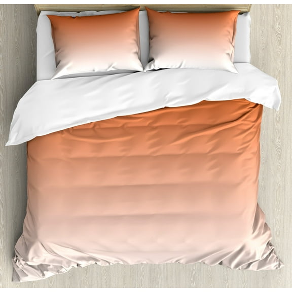 Ombre Duvet Cover Set, Scorching Sunset in the Hot Desert Inspired Dusk Orange Ombre Digital Art Design Print, Decorative 3 Piece Bedding Set with 2 Pillow Shams, Queen Size, Orange, by Ambesonne