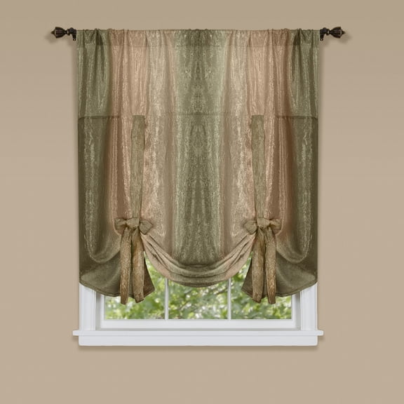 Ombre Earth Striped Modern Window Curtain Panel: 50" x 63", Tie-Up Shade