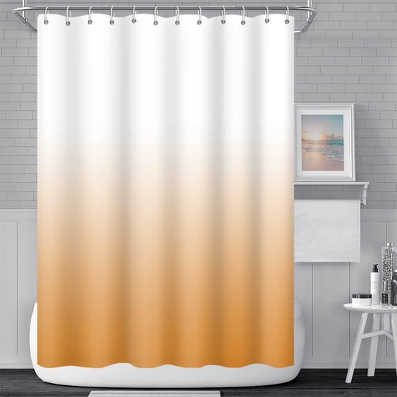 Ombre Fabric Shower Curtain for Bathroom White Gradient Bright Orange Modern Aesthetic Shower Curtain Extra Long 84 Inch Polyester Waterproof Unique Tub Curtain Decorative with 12 Hooks