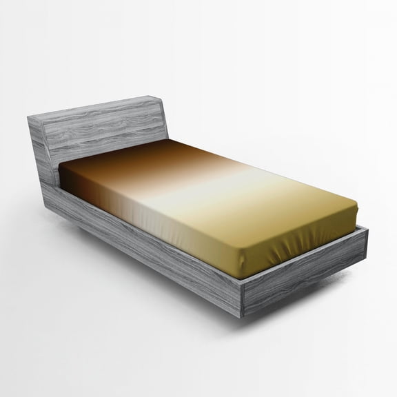 Ambesonne Ombre Fitted Sheet, Earth Tones Color Change Art, Twin Size, Brown and Khaki