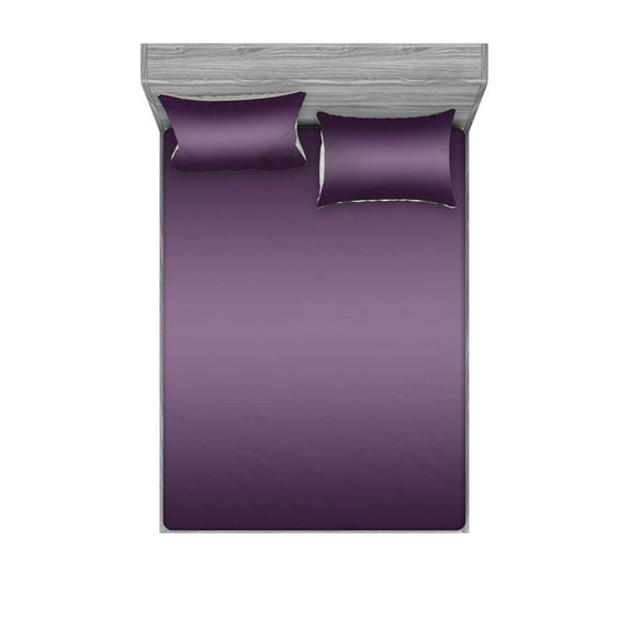 Ombre Fitted Sheet & Pillow Sham Set, Hollywood Theater Inspired Vintage Digital Purple Colored Modern Design Art Print, Decorative Printed 6 Piece Bedding Decor Set, Queen, Purple, by Ambesonne