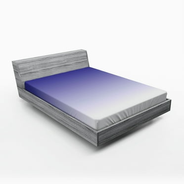 Ambesonne Ombre Fitted Sheet, Modern Twilight Design, Full Size, Indigo White
