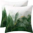 thumbnail image 1 of Ombre Forest Green Pillow Covers Dark Green Marble Decor Emerald Green Golden Throw Pillows Leaves Outdoor Farmhouse Decorative Cushion for Couch Bed Sofa,Velvet,18 x 18inch, 1 of 5