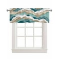 thumbnail image 1 of Ombre Geometric Linen Curtain Valance for Bedroom/Bathroom/Kitchen/Office/Living/Dining Room Window,Turquoise Brown White Nautical Sea Waves Rod Pocket Topper Decorative Cafe Drapes Panel 42"x12", 1 of 6