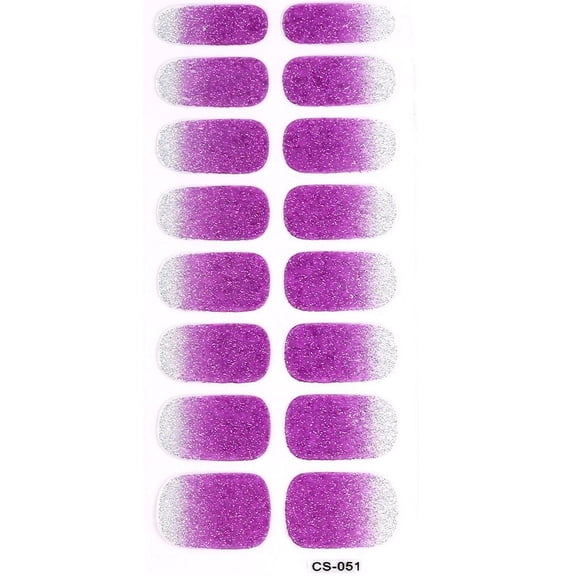 Ombre Glitter Semi-Cured Gel Nail Wraps, Matte Full Cover Nail Stickers, No UV Lamp Needed Waterproof DIY Nail Decals