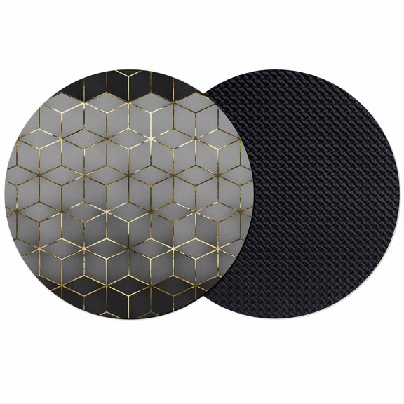 Ombre Gray Geometric Coasters Set of 2, Absorbent Coasters for Drinks, Modern Abstract Art Coaster for Desk Coffee Table Protection, Home Decor House Warming Gifts 4"