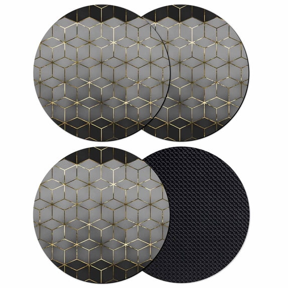 Ombre Gray Geometric Coasters Set of 4, Absorbent Coasters for Drinks, Modern Abstract Art Coaster for Desk Coffee Table Protection, Home Decor House Warming Gifts 4"