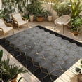 thumbnail image 1 of Ombre Gray Geometric Outdoor Rug for Patio/Deck/Porch, Non-Slip Large Area Rug 5 x 8 Ft, Modern Abstract Art Indoor Outdoor Rugs Washable Area Rugs, Reversible Camping Rug Carpet Runner, 1 of 8