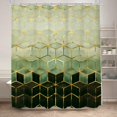 thumbnail image 1 of Ombre Green Glod Marble Shower Curtain for Bathroom Decor 72Wx72H Inches Abstract Geometric Modern Luxury Texture Men Grid Cubic Golden Lines Fabric Waterproof Polyester 12 Pack Hooks, 1 of 6