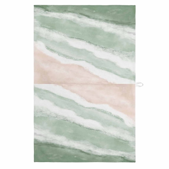 Ombre Green Ocean 1 Pack Kitchen Towel, Water Absorbent Dish Towel, Coastal Waves Beach Gradient Decorative Hand Towels - Quick Drying Cloth for Cooking Baking, 18x28 Inch