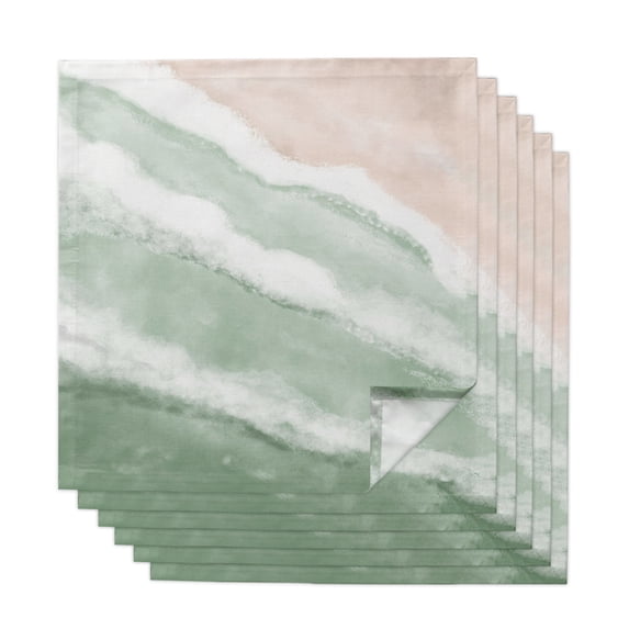 Ombre Green Ocean Cloth Napkins, Coastal Waves Beach Gradient Washable and Reusable Dinner Napkins Set of 6, Table Napkin for Kitchen Party Birthday Wedding Hotel Housewarming 20"x20"