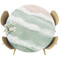 thumbnail image 1 of Ombre Green Ocean Round Tablecloth 36-44 Inch Round Fitted Table Cloth with Elastic Edge, Coastal Waves Beach Gradient Waterproof Table Cover Protector for Outdoor Picnic Party Dining, 1 of 9