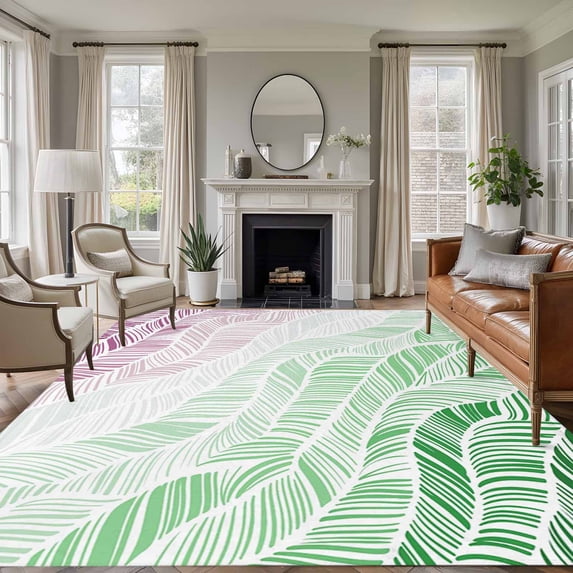Ombre Green Pink Area Rug 5x7 Washable Rug Non Slip Summer Coastal Ocean Sea Beach Wave Large Area Rug Soft Stainresistant Indoor Floor Carpet for Living Room Bedroom Home Office Dining Room Nursery