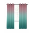 thumbnail image 1 of Ombre Green Pink Blackout Curtains 45 Inches Long for Bedroom, Colorful Painting Thermal Insulated Room Darkening Black Out Window Curtain Panels Grommet Drapes for Living Room, 1 of 8