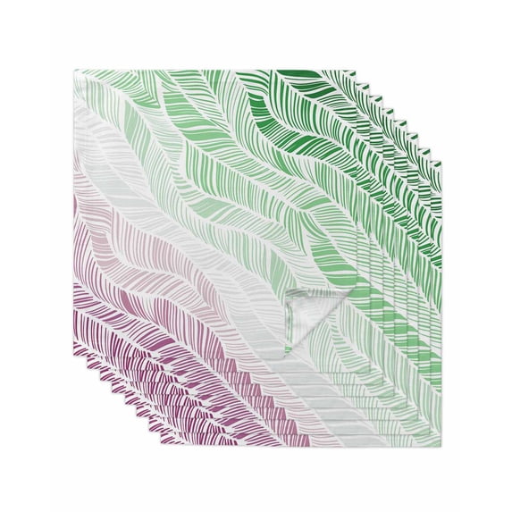 Ombre Green Pink Cloth Napkins Set of 8 Reusable Dinner Napkins, Summer Coastal Ocean Sea Beach Wave Cocktail Napkin Washable Table Napkins for Wedding/Holiday Party/Baby Shower 20"x20"