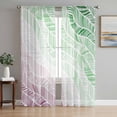 thumbnail image 1 of Ombre Green Pink Sheer Curtains 96 Inch Length 2 Panels Set Window Treatments, Summer Coastal Ocean Sea Beach Wave Rod Pocket Semi Curtains for Living Room/Bedroom/Kitchen Décor, 104"W x 96"L, 1 of 7