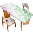 thumbnail image 1 of Ombre Green Pink Table Cloths for 8 Foot Rectangle Tables, Summer Coastal Ocean Sea Beach Wave Patio Waterproof Elastic Fitted Tablecloths, Washable Rectangular Table Cover for Camping, 1 of 8
