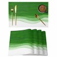 thumbnail image 1 of Ombre Green Waves Placemats Set of 4, Abstract Art Gradient Modern Placemats for Dining Table, Place Mats for Kitchen Tabletop, Waterproof Wipeable Dining Table Mats Set, 1 of 9