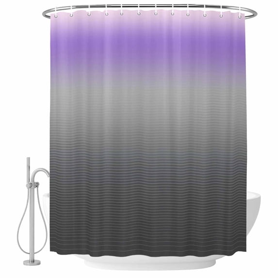 Ombre Grey Purple Fabric Shower Curtain Gradient Stripes Washable Shower Curtains for Bathroom, Waterproof Bath Curtain with Hooks Home Decor 36x72in