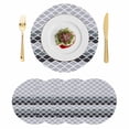 thumbnail image 1 of Ombre Grey Round 13 Inch Placemats Set of 4, Modern Abstract Waves Morocco Striped HeatResistant Non Slip Place Mats for Dining Table, Wipeable Braided Kitchen Table Mats for Housewarming, 1 of 9