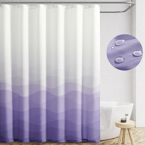 Ombre Grey Shower Curtain Fabric Shower Curtain Coastal Beach Ocean Wave Bathroom Shower Curtain Gray Gradual Color Design Nautical Waterproof Hooks Included 72x72 inches 1 Panel